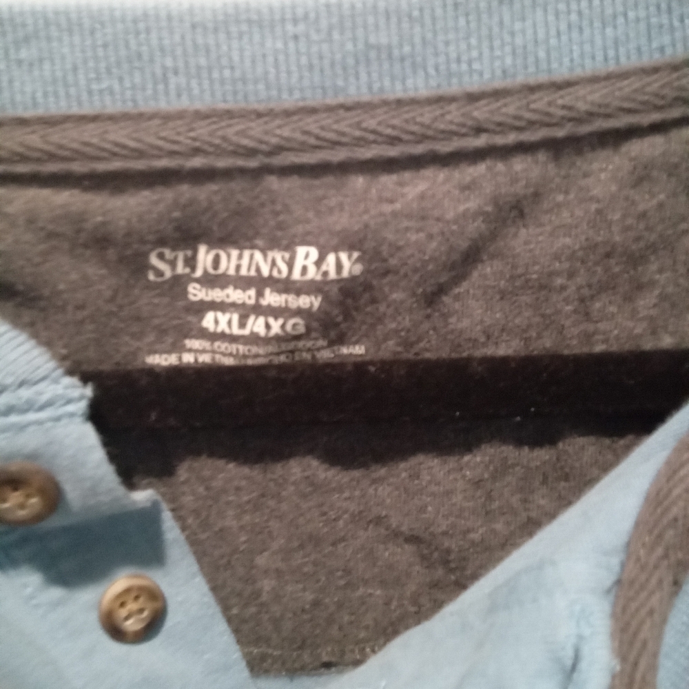 St. John's Bay Men's Big & Tall Size 4XL Blue Henley Shirt - Picture 6 of 9